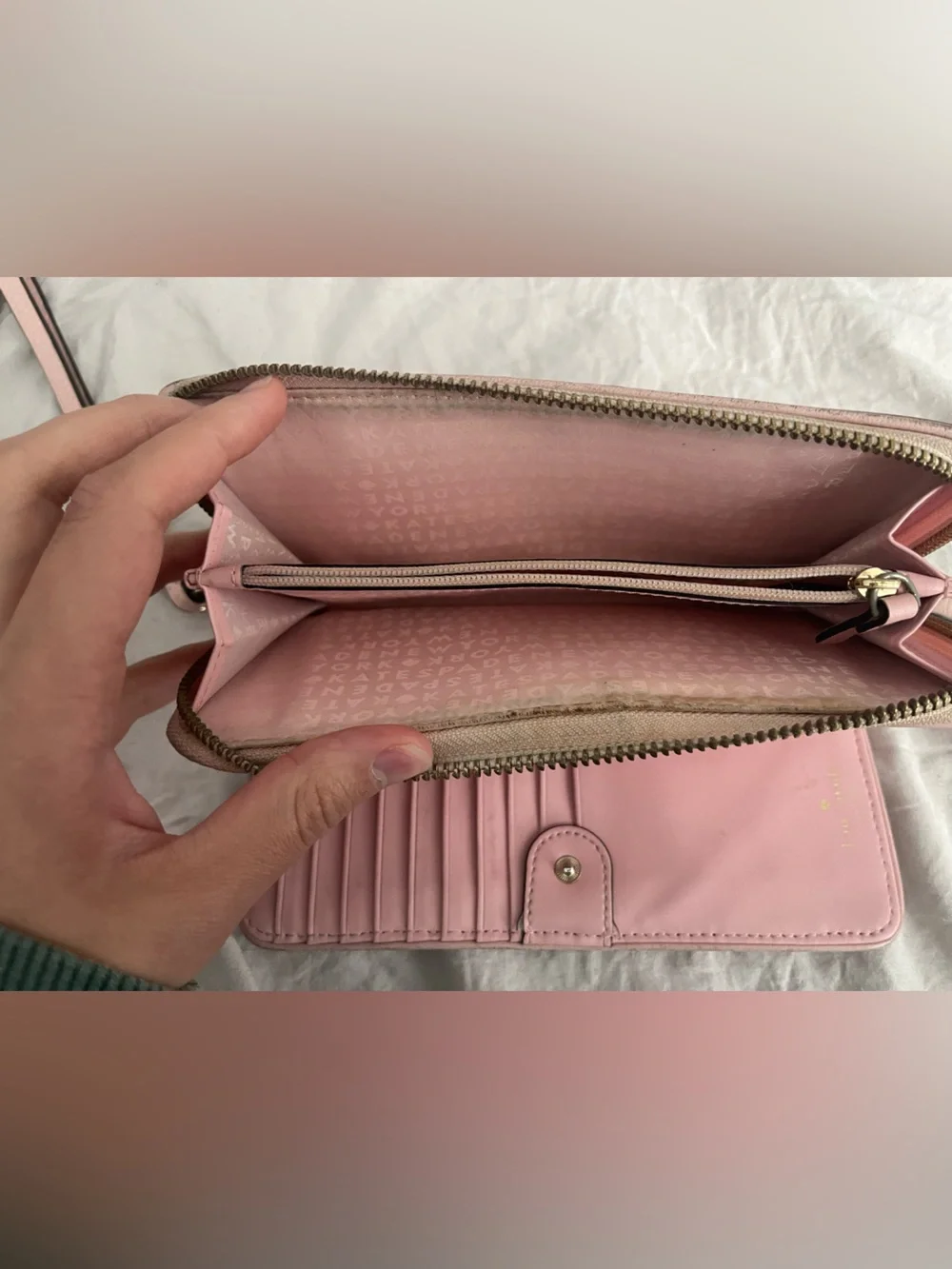 Kate Spade New York Pink Pebbled Leather Zip - Around Wristlet Wallet